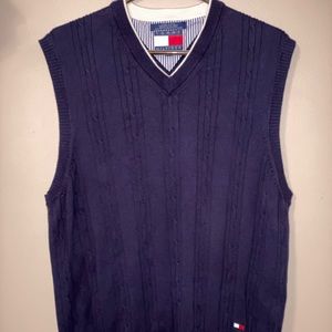 Tommy Hilfiger men’s cable Vneck vest 100% cotton